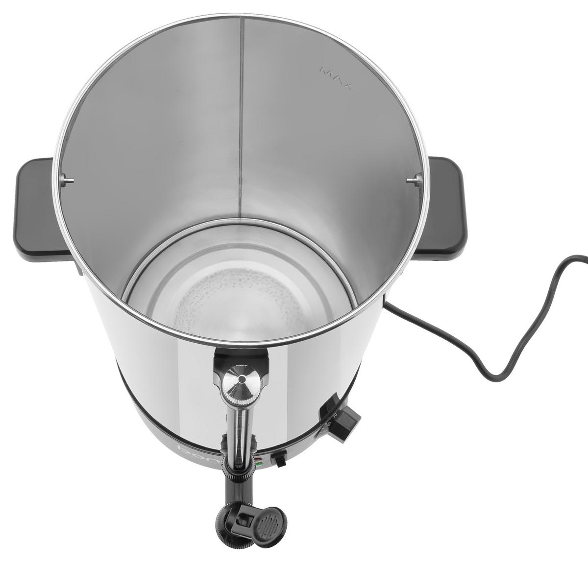 Heißgetränkespender Mit Zapfhahn 8 Liter Bis 100 Grad - Edelstahlfarben/Schwarz, Basics, Metall (33,5/58cm) - Bono