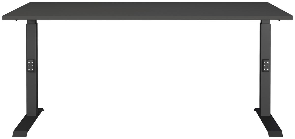 Schreibtisch Schwarz/Graphitfarben L: 160cm - Schwarz/Graphitfarben, MODERN, Holzwerkstoff/Metall (160/80/68-91cm) - Germania