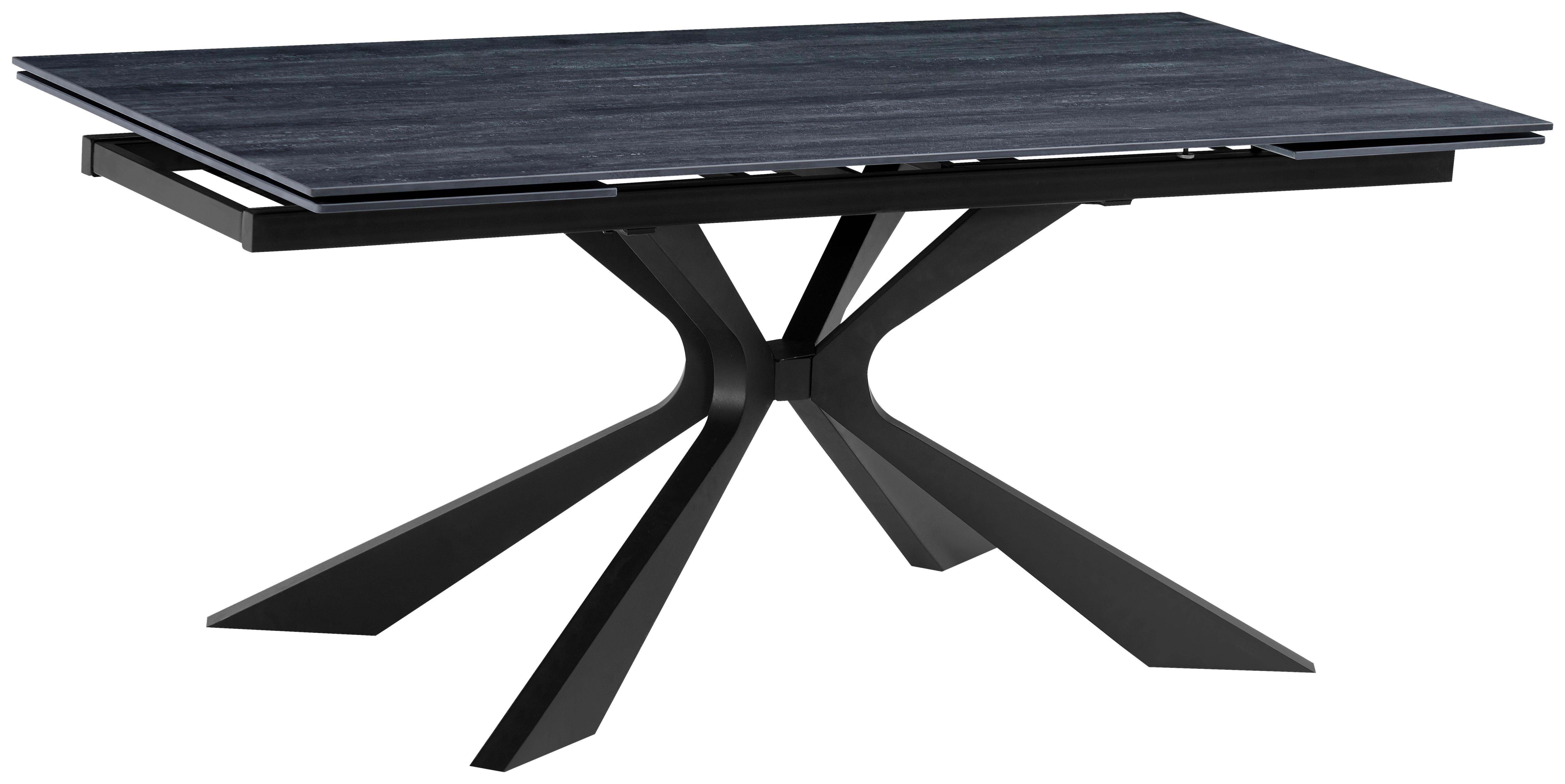 Esstisch Hamar Schwarz L: 180-220 cm - Schwarz, MODERN, Stein/Metall (180-260/90/76cm) - P & B