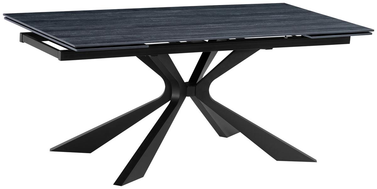 Esstisch Hamar Schwarz L: 180-220 cm - Schwarz, MODERN, Stein/Metall (180/220/90/76cm) - P & B