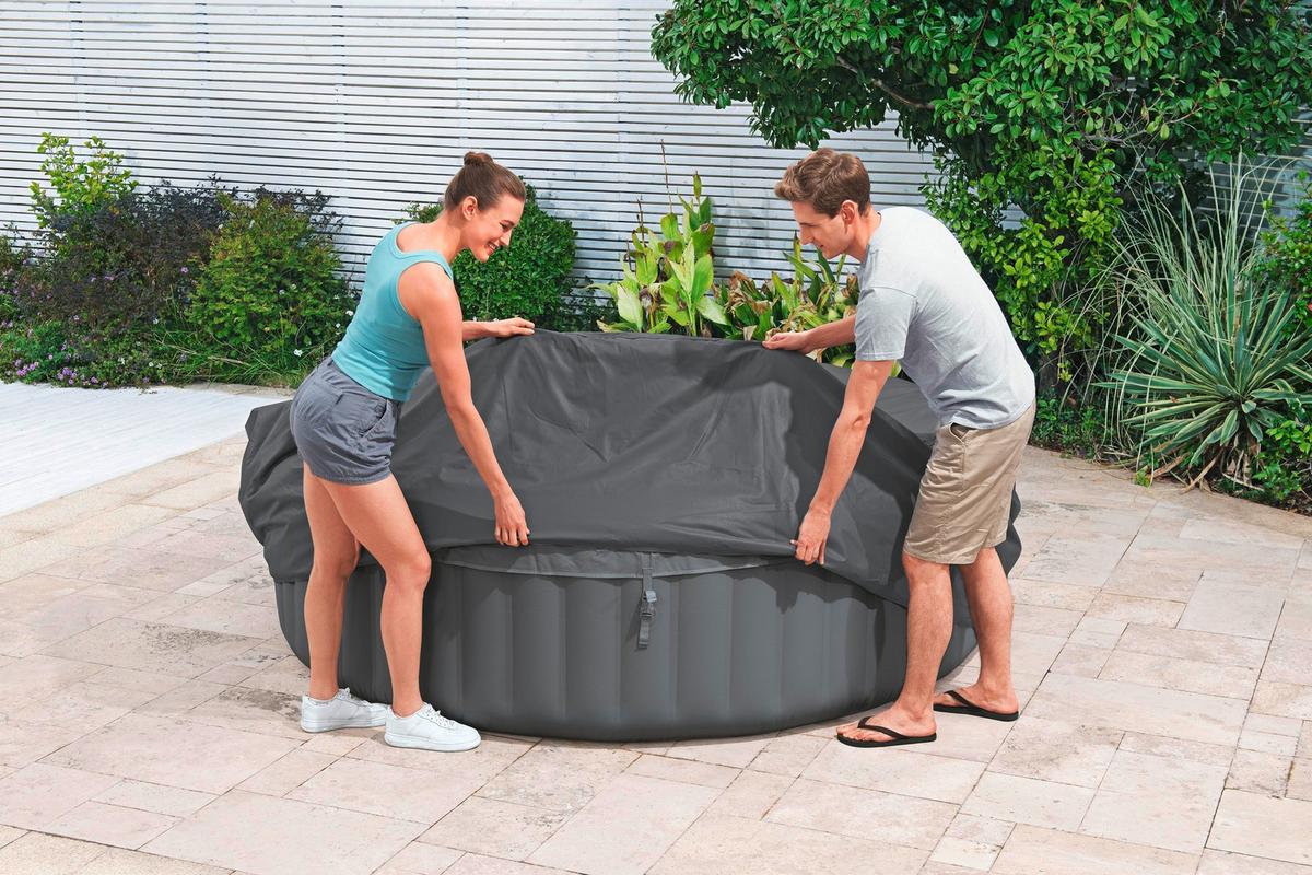Whirlpoolabdeckung Leonie - Dunkelgrau, KONVENTIONELL, Kunststoff (236/71cm) - Bestway