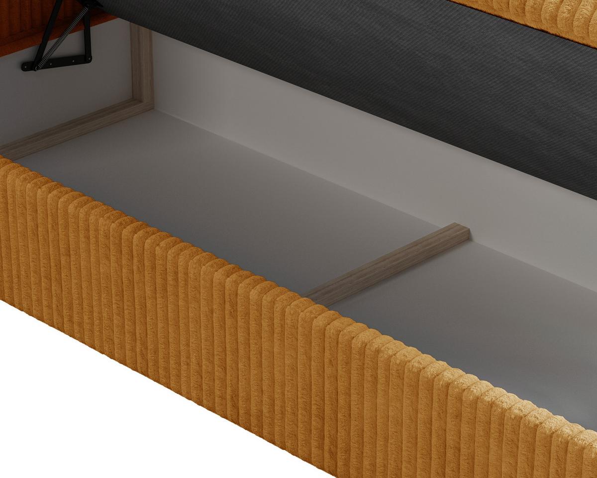 Boxbett Barcelona mit Topper 140x200 - Currygelb/Schwarz, MODERN, Holz/Kunststoff (140/200cm) - Livetastic