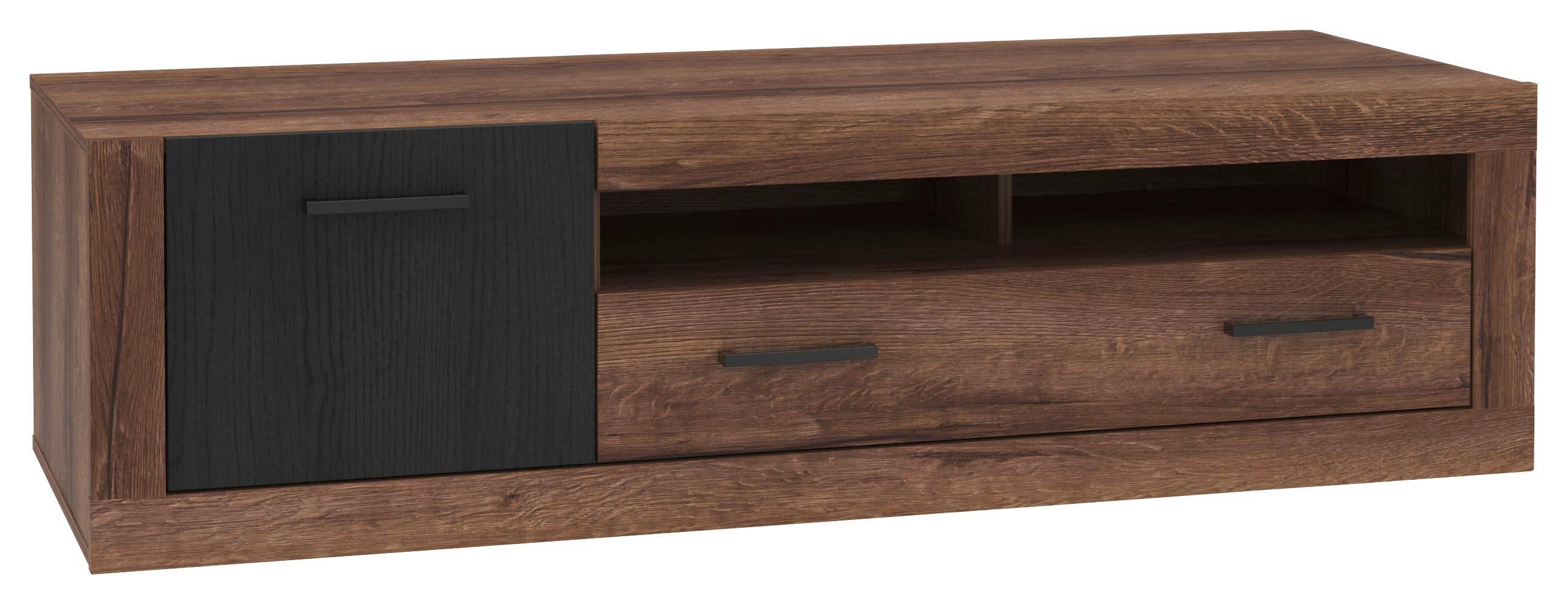 Tv - Elem Trass - Tölgyfa/Fekete, konvencionális, Faalapú anyag/Műanyag (143,1/40,2/52cm)