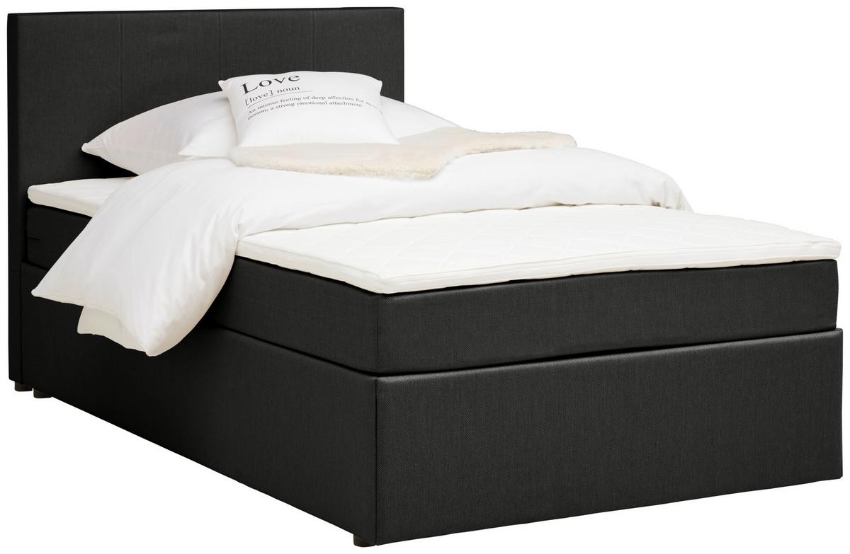 Boxbett Mit Topper 140x200 Carolina - Schwarz/Grau, KONVENTIONELL, Holz/Holzwerkstoff (140/200cm) - P & B