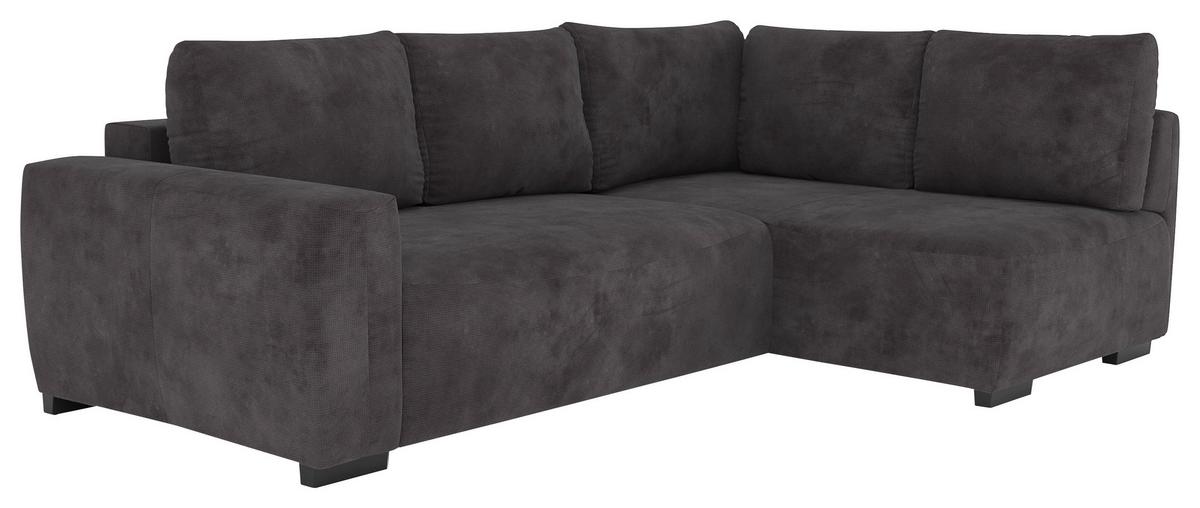 Ecksofa mit Bettfunktion Giro Mikrofaser schwarz, B: 252cm - Schwarz, Trend, Textil (252/86/170cm)