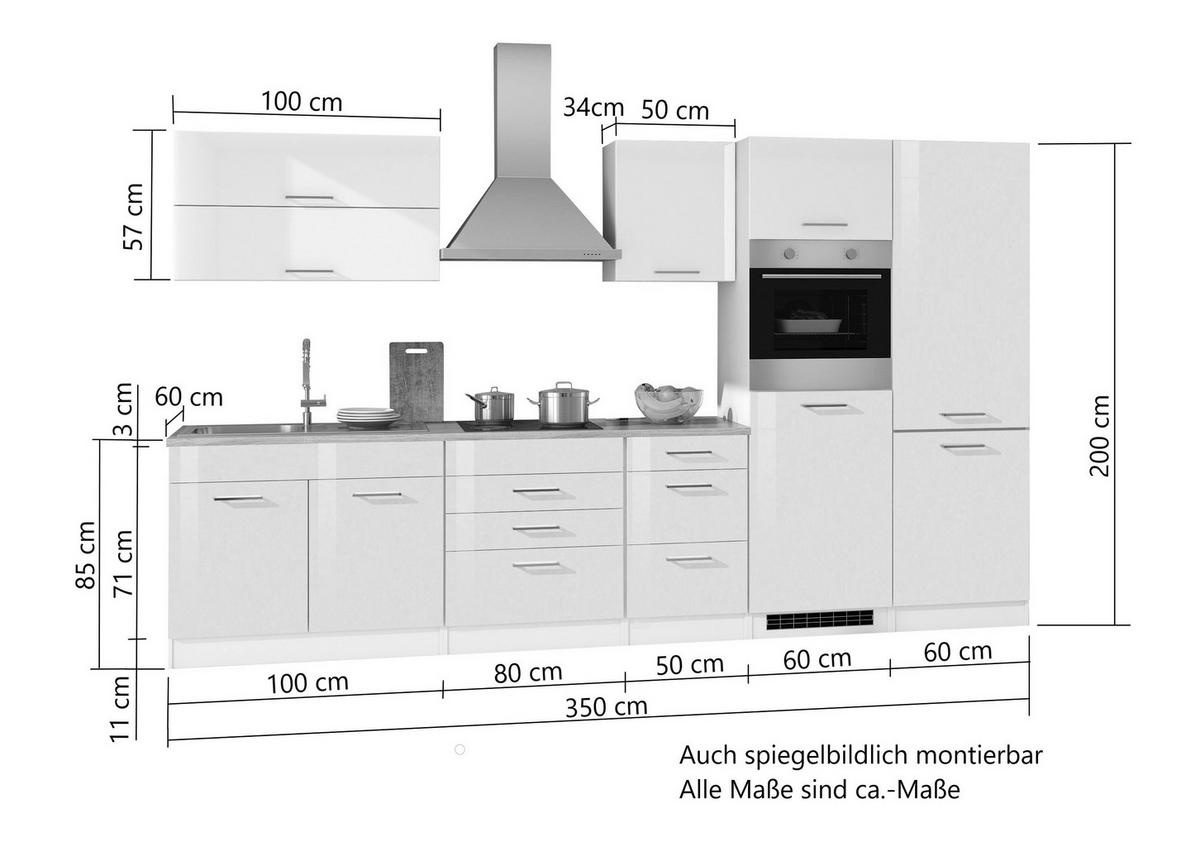 Küchenblock Mailand Graphitfarben B: 350cm - Graphitfarben/Sonoma Eiche, MODERN, Holzwerkstoff (350cm) - Held