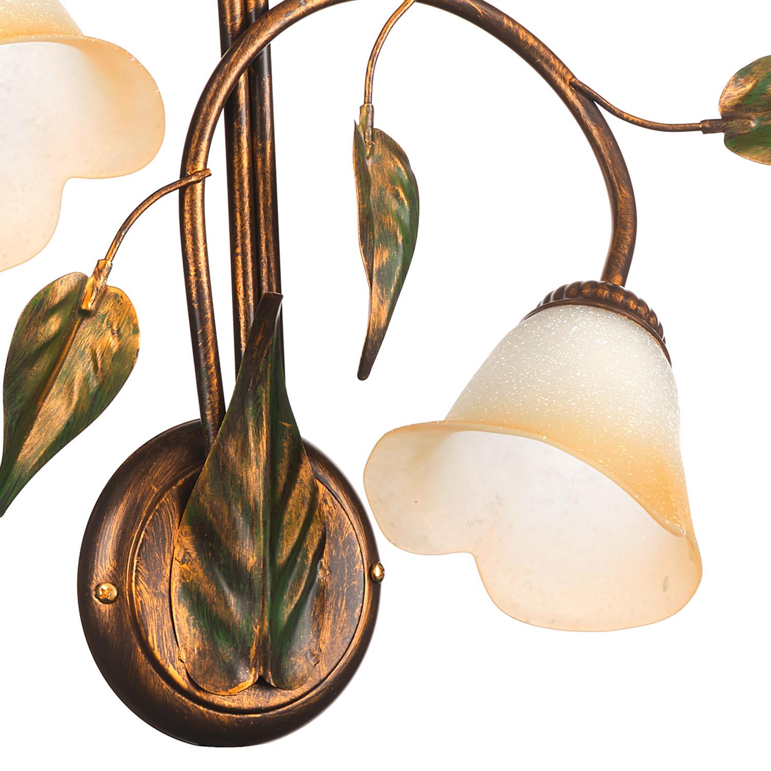 Wandleuchte 4620/Ap3 - Olivgrün/Bronzefarben, Natur, Glas/Metall (40/58/20cm)