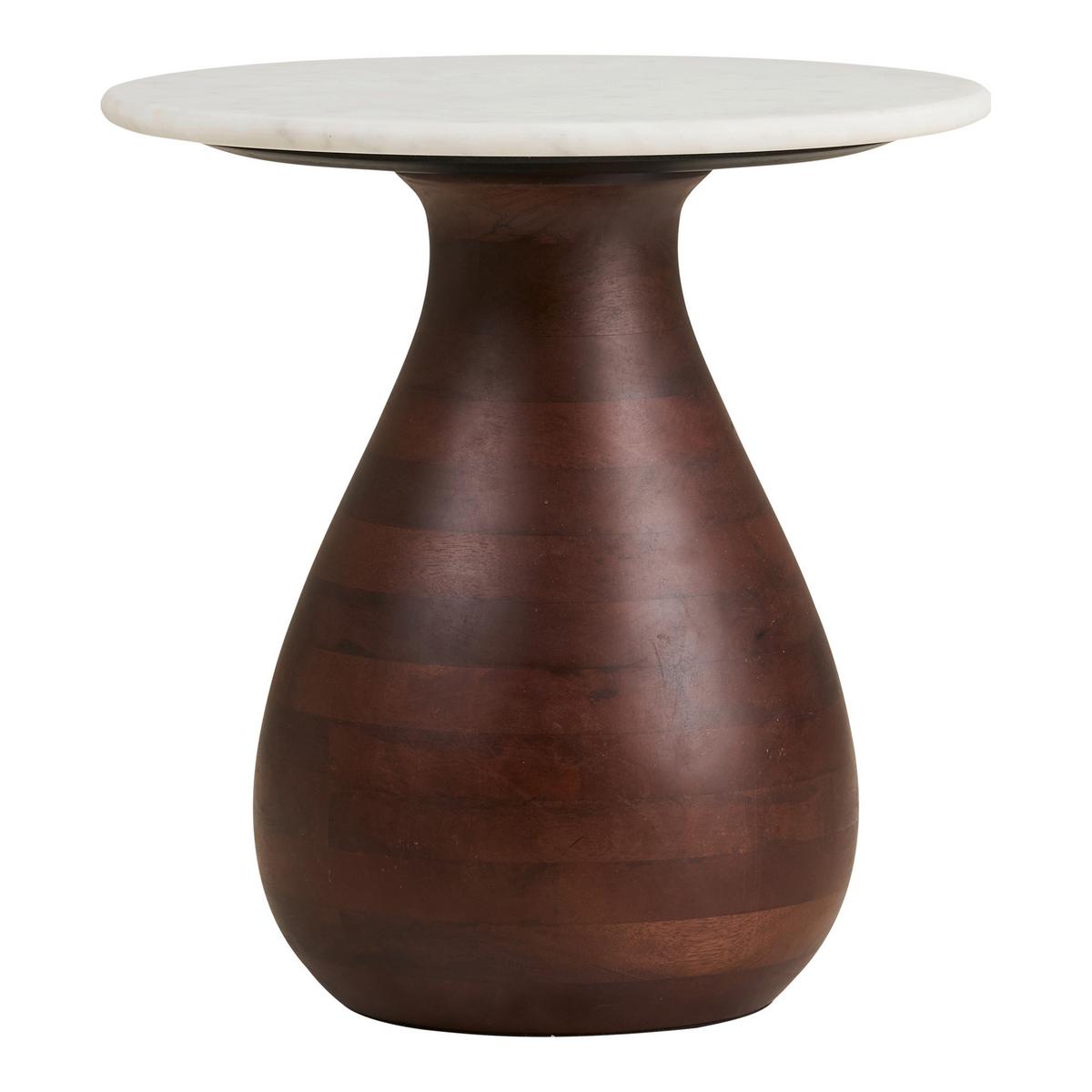 Beistelltisch Heide Weiß B: 40cm - Dunkelbraun/Weiß, Design, Holz/Stein (40/40/41cm) - MID.YOU