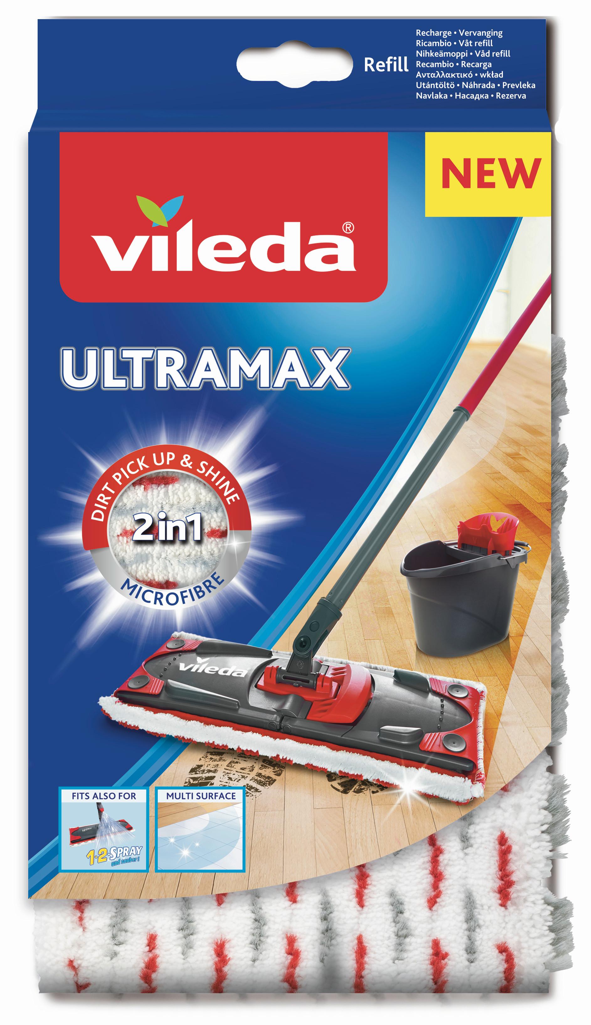 Návlek na mop VILEDA ULTRAMAX MICROFIBRE 2V1 - červená, Konventionell, textil/plast - Vileda