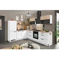 Eckküche Pn215/pn100 - Weiß Hochglanz/Eichefarben, MODERN, Holzwerkstoff (230/285cm) - Pino