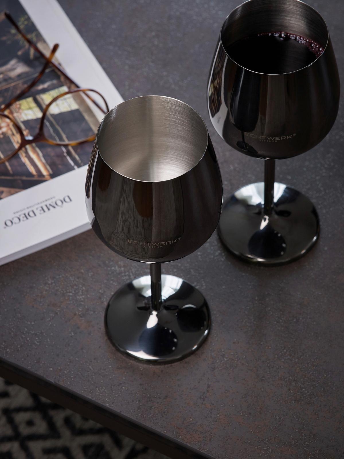 Sada sklenic ECHTWERK WEINGLÄSER 6TLG. - černá, Trend, kov - Echtwerk