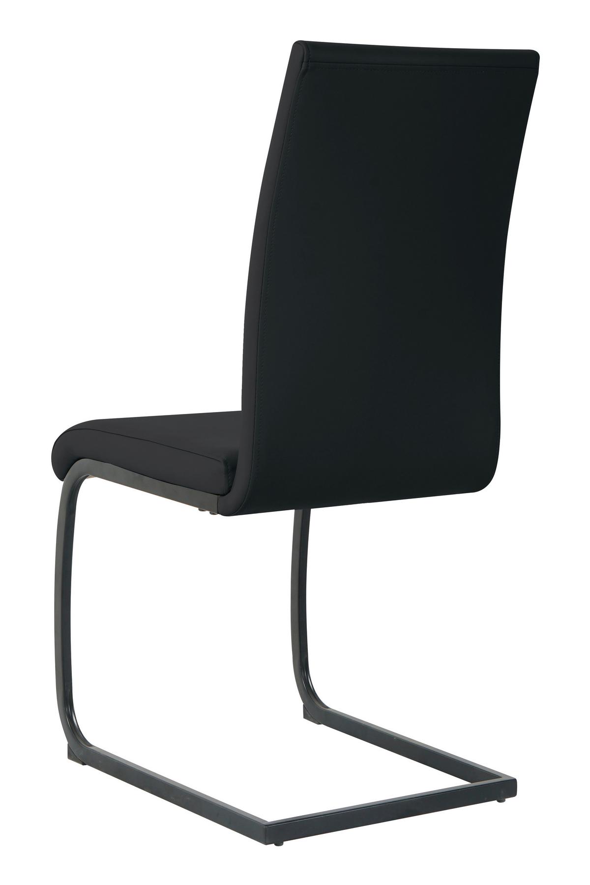 Stuhl-set Lederlook Schwarz, B: 42cm - Schwarz, Design, Kunststoff/Textil (42/97/59cm) - Livetastic