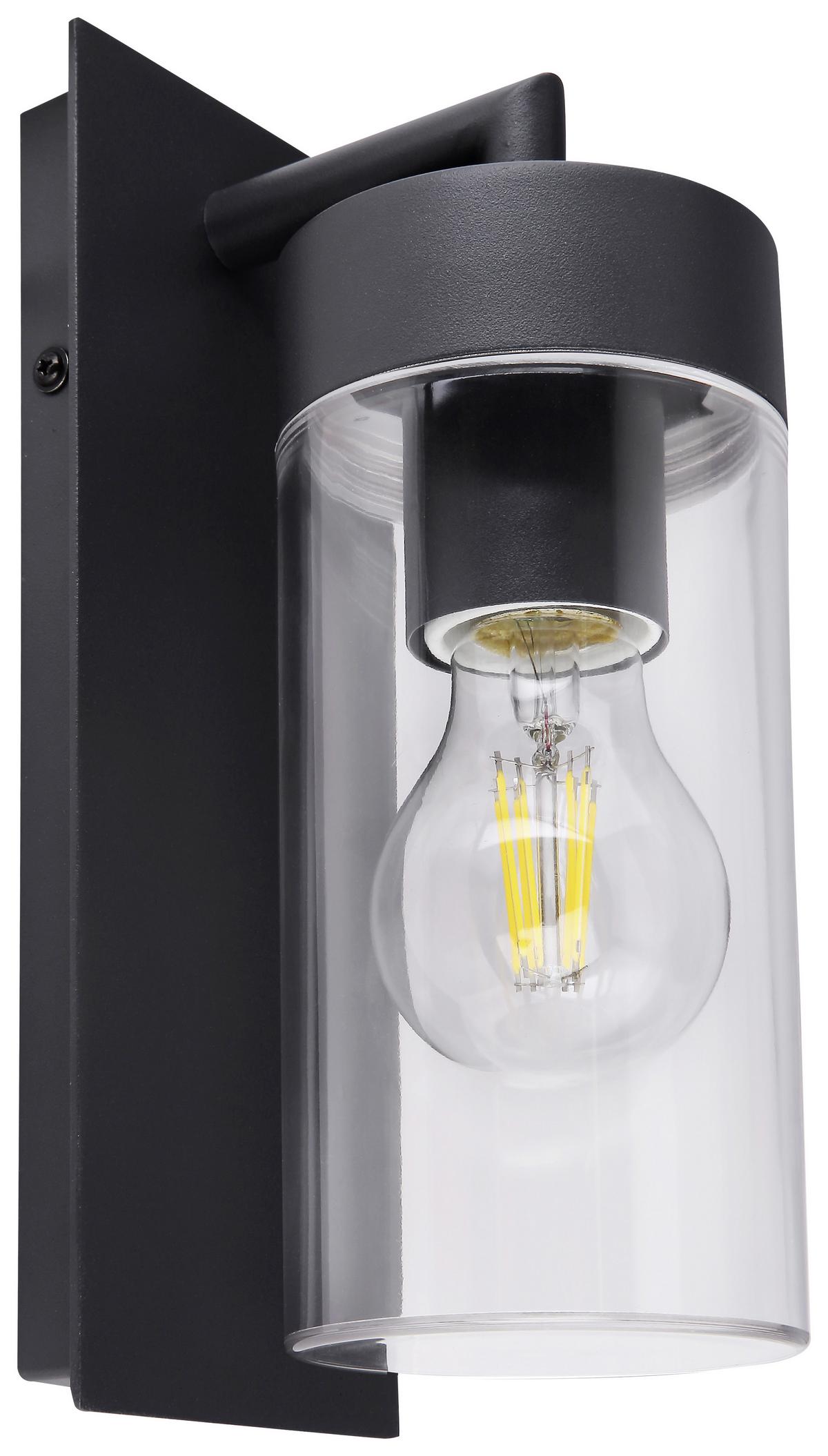 Außenleuchte Vessa 15 Watt Aluminium, Wandmontage - Klar/Anthrazit, Basics, Kunststoff/Metall (8,9/25cm) - Globo