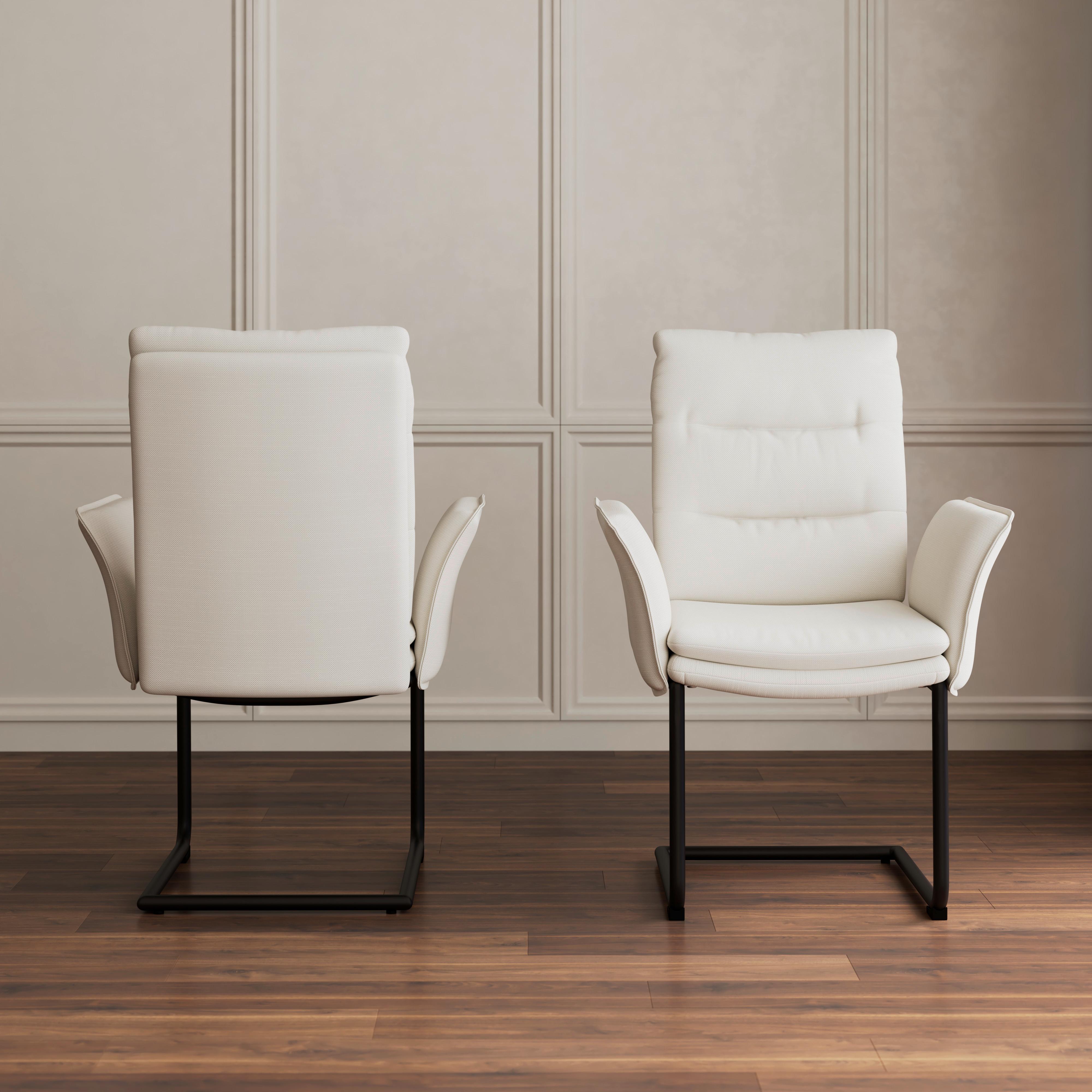 Stolička s podrúčkami TONIO, biela - čierna/biela, Modern, kov/drevo (64/64/97cm) - Bessagi Home