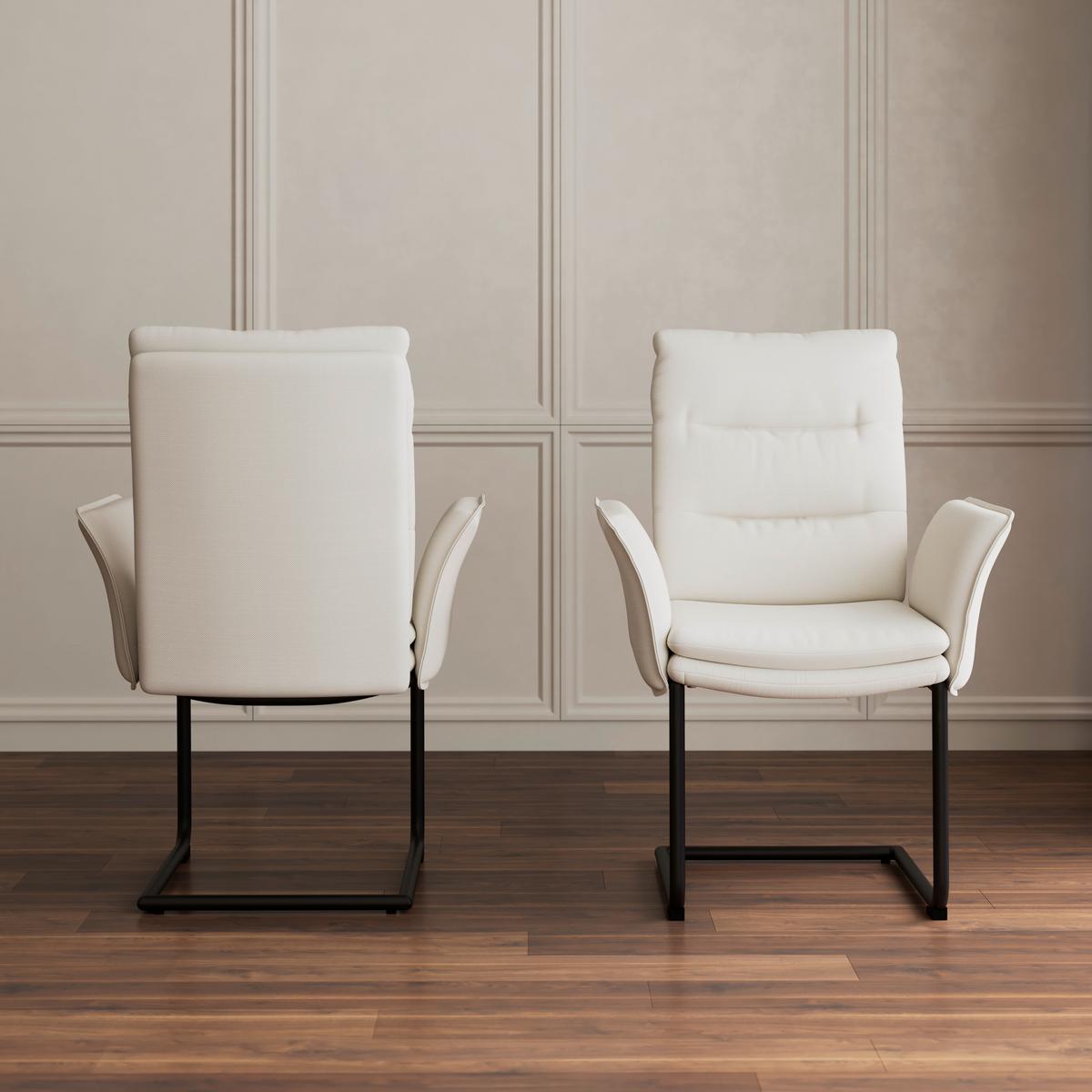 Židle s područkami TONIO, bílá - bílá/černá, Moderní, kov/dřevo (64/64/97cm) - Bessagi Home