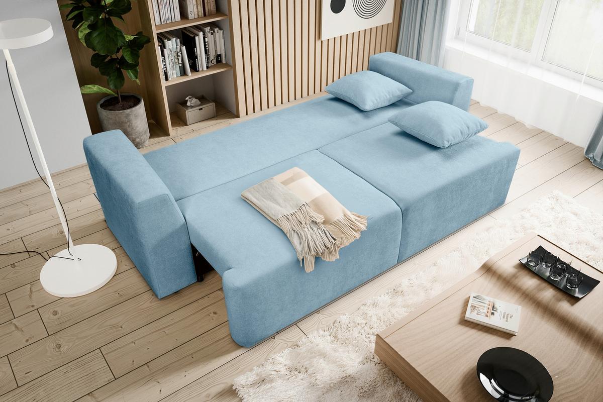 Schlafsofa Point Hellblau B: 250cm - Schwarz/Hellblau, Basics, Holz/Textil (250/95/99cm) - MID.YOU