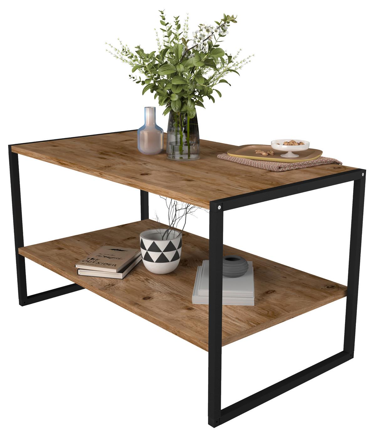 Couchtisch Insasi Honigeiche Dekor Schwarz - Honigeiche/Schwarz, Design, Holzwerkstoff/Metall (90/50/50cm) - MID.YOU