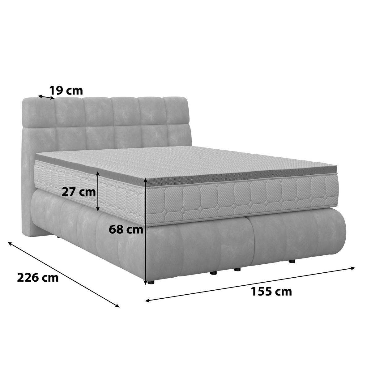 Boxspringbett Nobu Taupe, LF: 140x200 cm - Taupe/Schwarz, Trend, Holz/Textil (140/200cm)