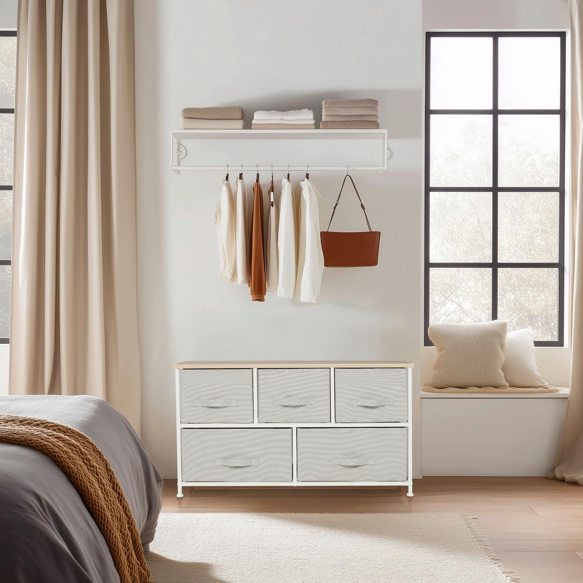 KOMODA FOLDAR - sivá/biela, Modern, textil/plast (100/55/30cm) - MID.YOU