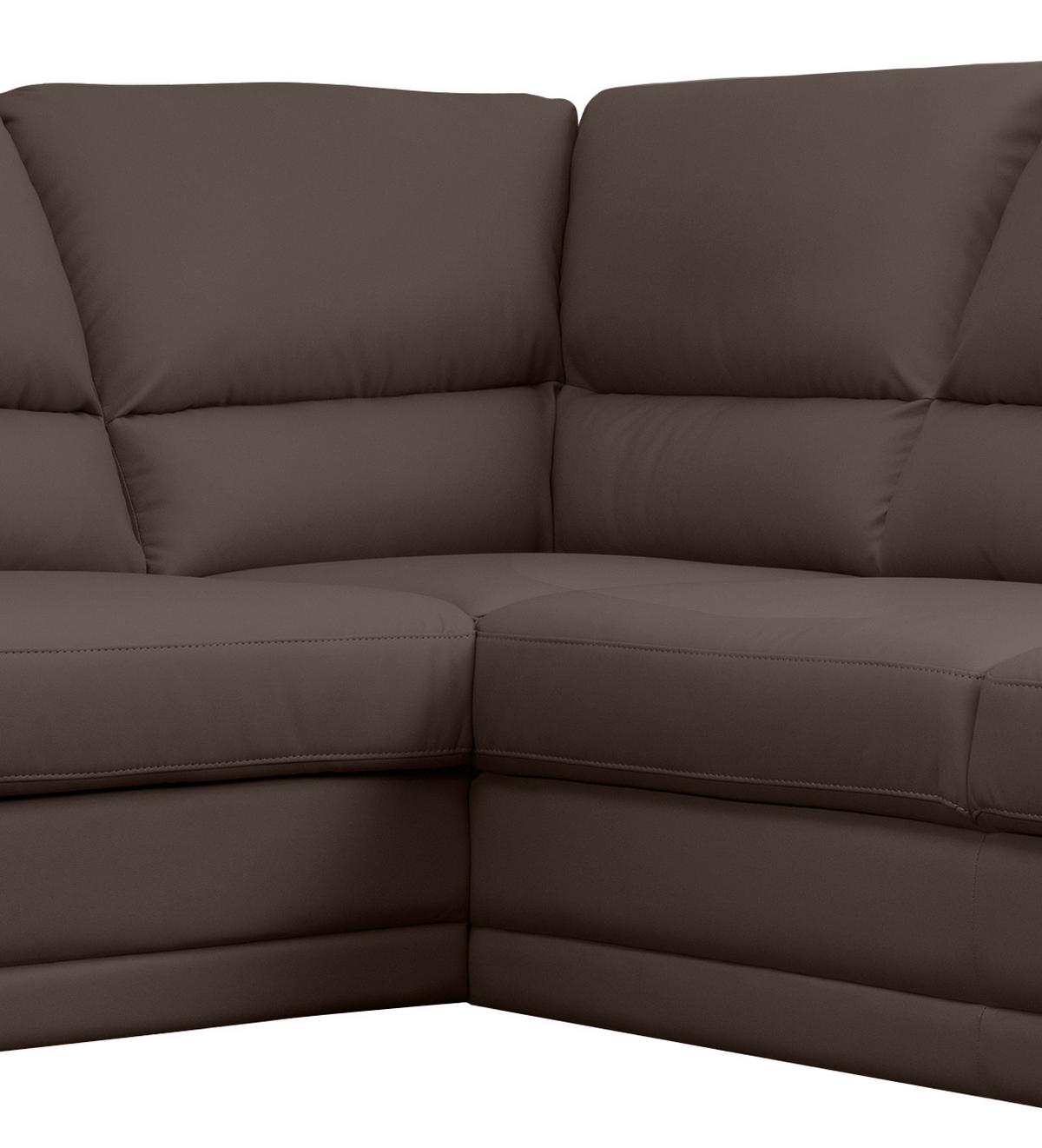Ecksofa Nebolo Braun Lederlook - Braun, Design, Textil (245/225cm) - Livetastic