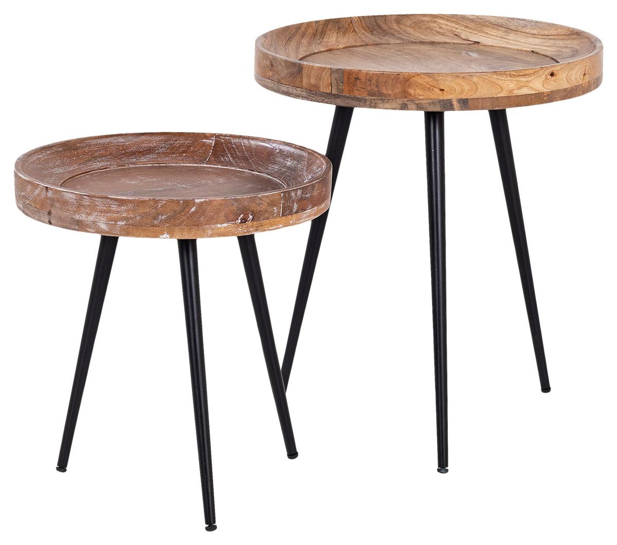 Nachttisch Braun/schwarz Massiv H: 50 Cm Ava - Schwarz/Naturfarben, MODERN, Holz/Metall (45/50/45cm) - MID.YOU
