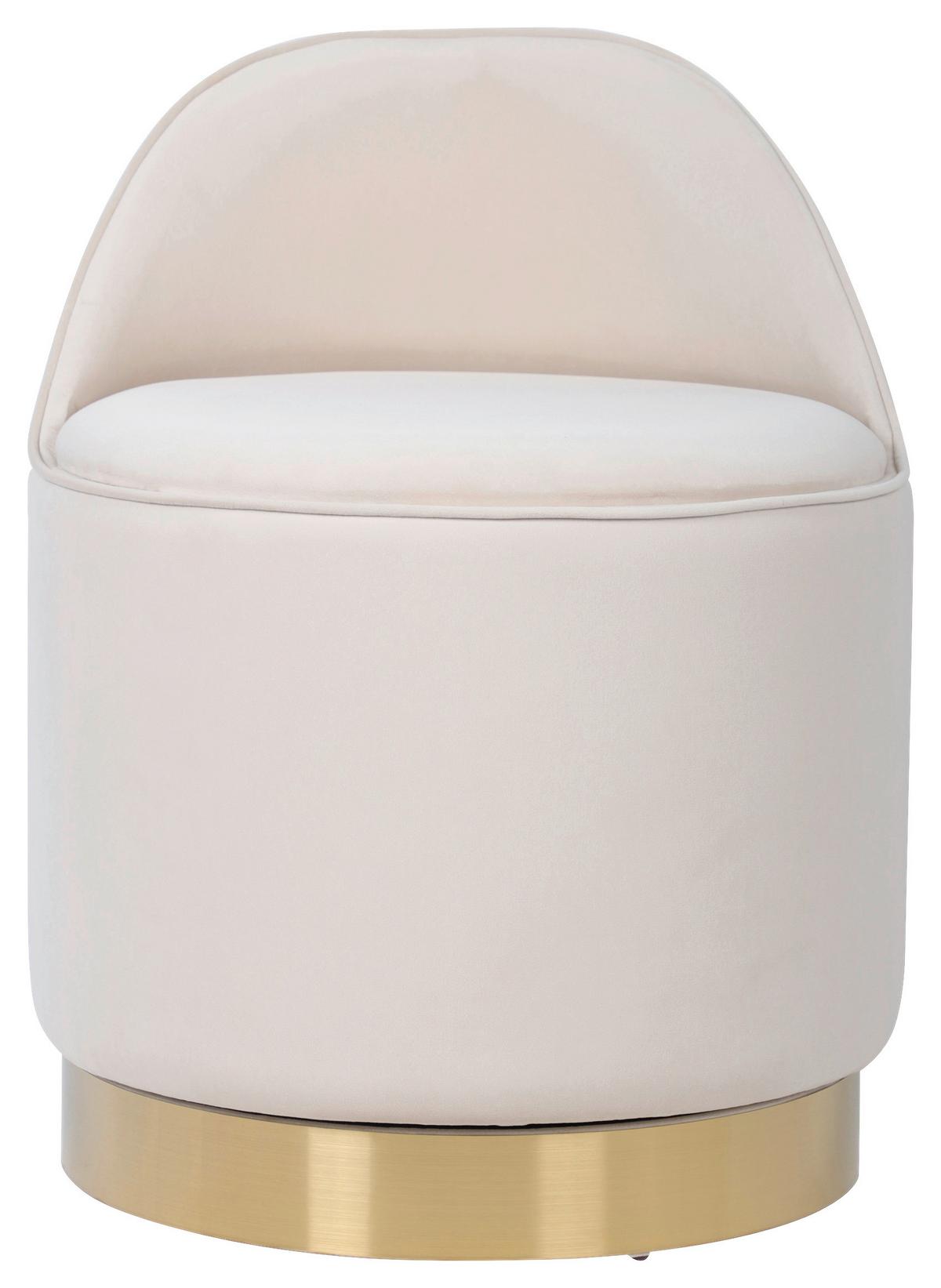 Drehhocker Vilktor 125 Beige D: 52 Cm - Beige/Goldfarben, Design, Textil/Metall (52/68cm) - Kayoom