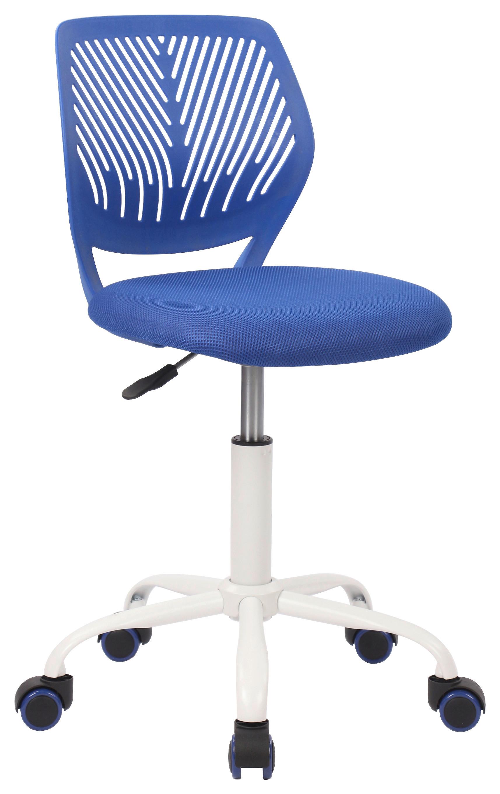 Otočná židle Kira modrá  cca. 40x87x44cm - bílá/modrá, Moderní, kov/dřevo (40/87/44cm) - Mömax