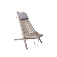 Garten-Relaxsessel Falun Holz Klappbar, mit Zierkissen - Grau, MODERN, Holz/Textil (69/104/93cm) - Gardenson