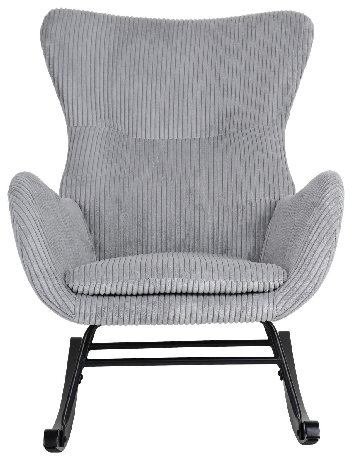 Schaukelstuhl Mit Armlehnen Granny Stoffbezug Grau - Schwarz/Grau, MODERN, Holz/Textil (66/90/85cm)