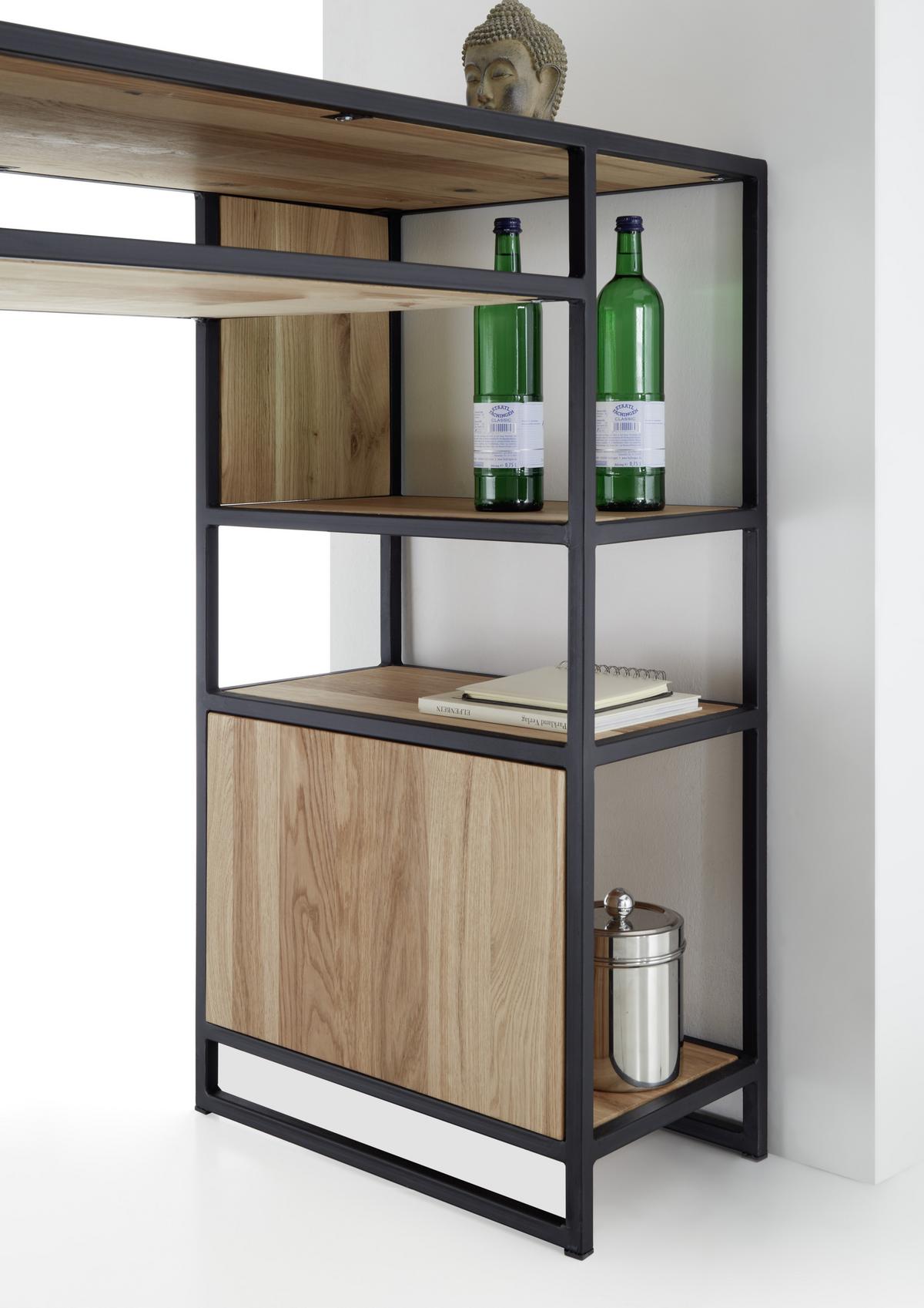 Bartisch Carlos 120x55x105 Cm Eiche Dekor Mit Stauraum - Eichefarben/Schwarz, Design, Holz/Metall (120/55/105cm) - Livetastic