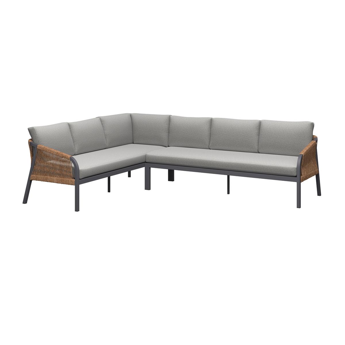 TERASOVÁ SEDACÍ SOUPRAVA CASA BLANCA - světle šedá/přírodní barvy, Moderní, kov/textil