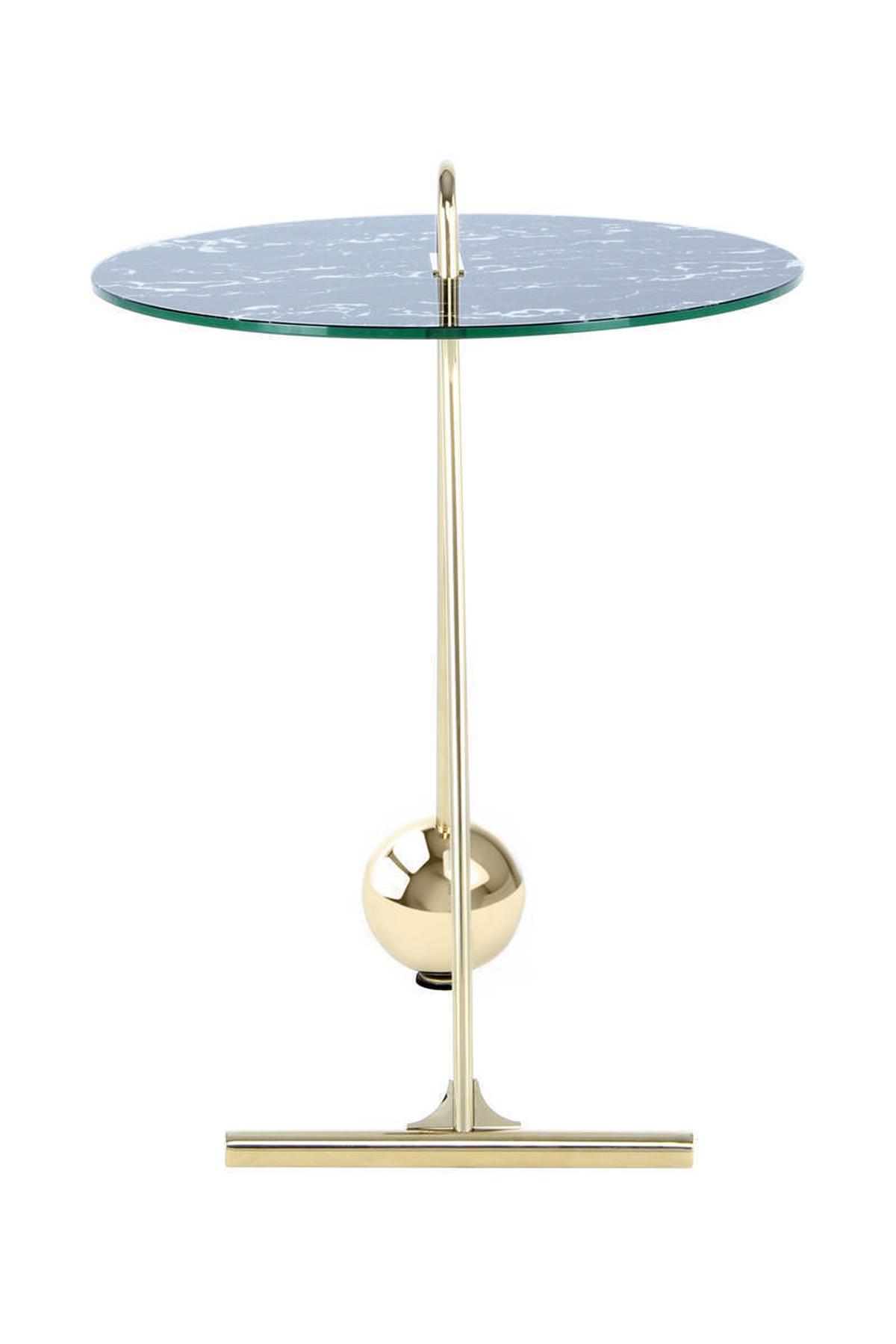 Beistelltisch Pendulum, Schwarz/Goldfarben - Goldfarben/Schwarz, Basics, Glas/Metall (46/60cm) - Kayoom