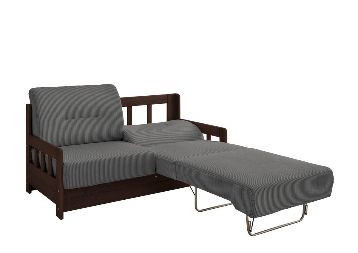 2-Sitzer-Sofa Mit Schlaffunktion Camino B:154 cm - Nussbaumfarben/Grau, MODERN, Holz/Textil (154/88/90cm) - Livetastic