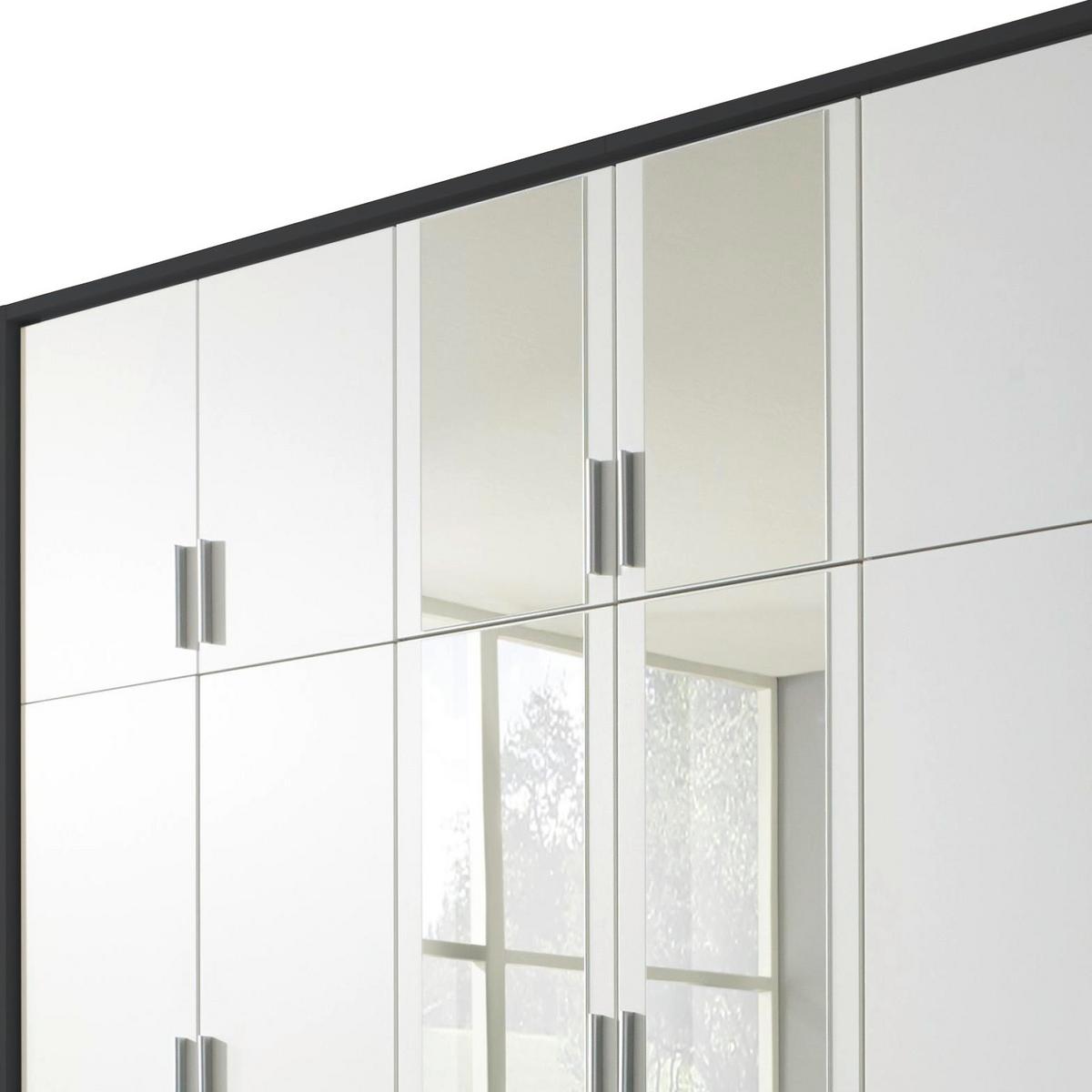 Drehtürenschrank Mit Spiegel + Laden 275cm Hildesheim, Weiß - Klar/Weiß, Design, Glas/Holzwerkstoff (275/231/56cm) - Rauch Möbel