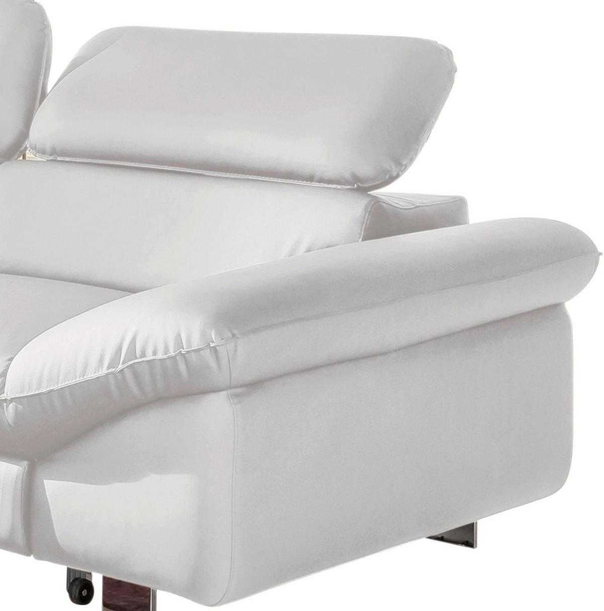 Ecksofa mit Schlaffunktion Driver Weiß Lederlook - Chromfarben/Weiß, MODERN, Textil (214/266cm) - MID.YOU