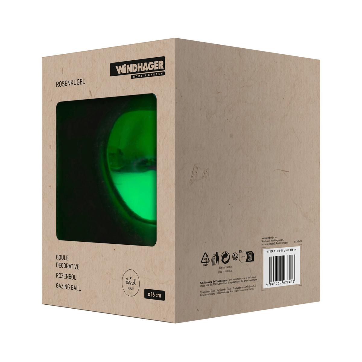 Rosenkugel, Grün, 16 Cm Grün, D: 16 Cm - Grün, Basics, Glas (16cm) - Windhager