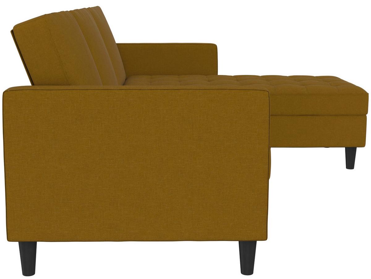 Ecksofa Palermo Currygelb, mit Stauraum - Currygelb/Schwarz, Basics, Textil (213/154cm) - Livetastic