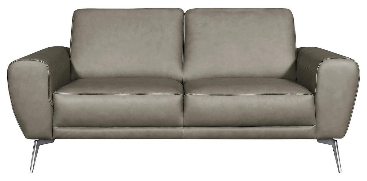 2-Sitzer-Sofa Spring Schwarz Chrom B: 177 cm - Chromfarben/Grau, Design, Leder (177/85/92cm) - Livetastic