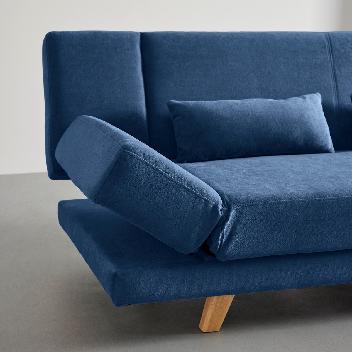 Pohovka FUNKY modrá - modrá/přírodní barvy, Moderní, dřevo/textil (183/73/79cm) - Bessagi Home