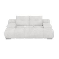 Boxspringsofa mit Bettkasten Webstoff creme, B:206cm - Chromfarben/Creme, Trend, Holzwerkstoff/Textil (206/90/105cm) - Luca Bessoni