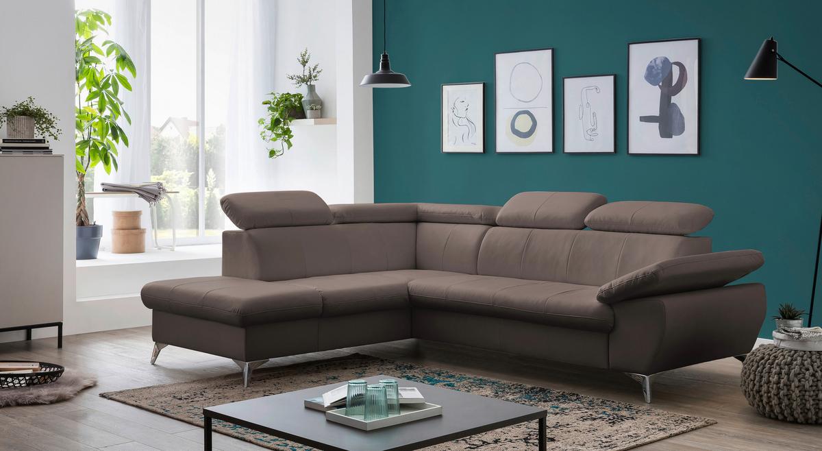Ecksofa Mit Schlaffunktion Und Bettkasten Gisele Braun - Chromfarben/Braun, KONVENTIONELL, Textil (209/256cm) - Livetastic