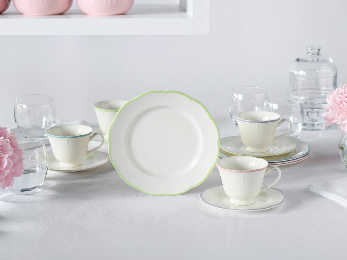 Kaffeeservice 12-teilig. Steingut, multicolor - Hellrosa/Lila, Basics, Keramik - Creatable