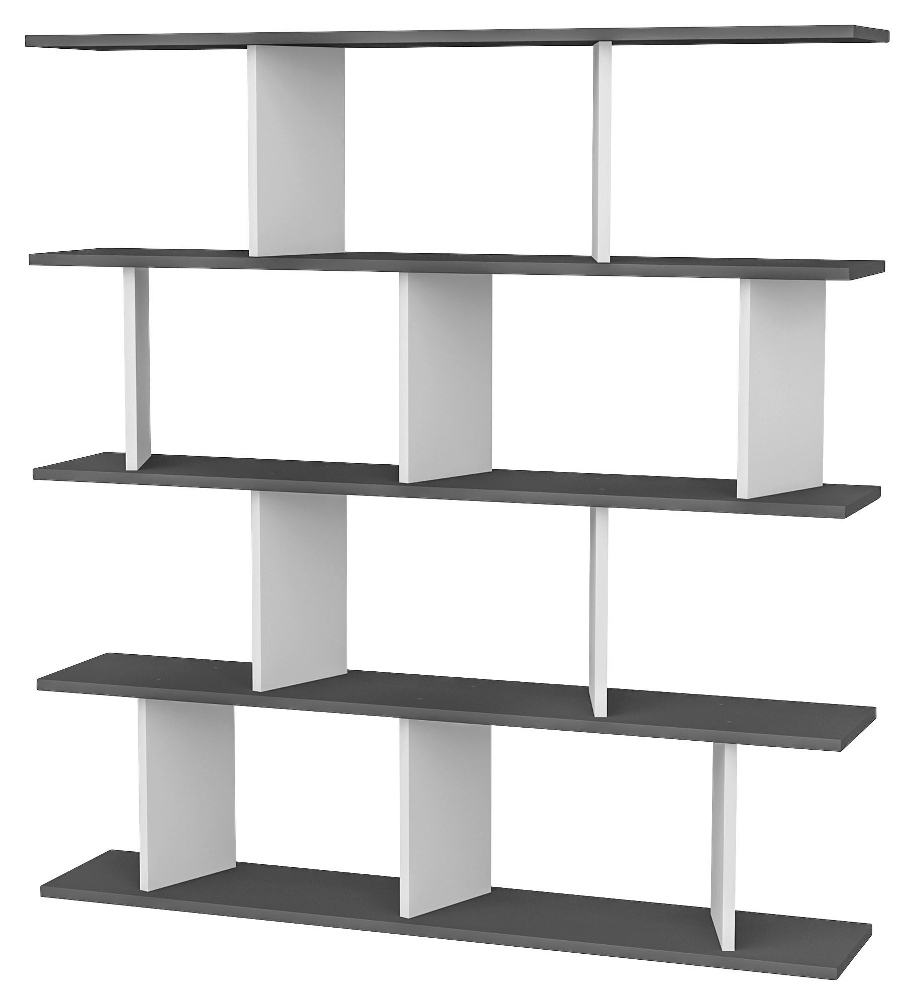 REGÁL JORIN - biela/antracitová, Design, kompozitné drevo (130/137/25cm) - Livetastic