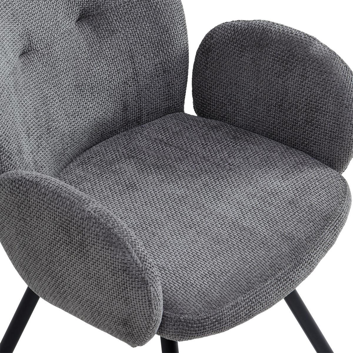 Armlehnstuhl Niklas Grau/schwarz Gepolstert - Schwarz/Grau, LIFESTYLE, Holz/Textil (60/87/65cm) - Livetastic