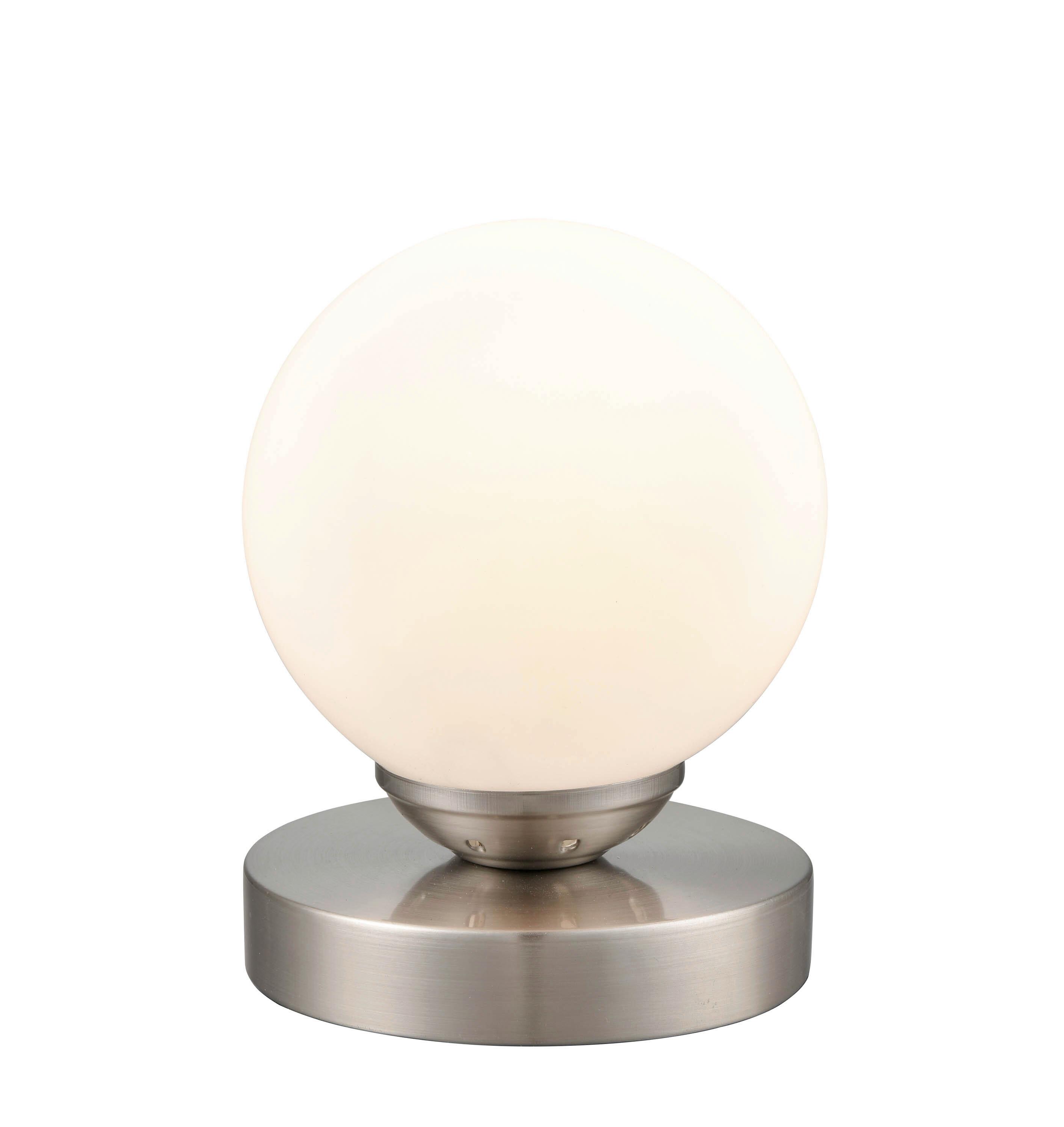Tischlampe Ines Nickelfarben/ Weiß mit Touch-Funktion - Weiß/Nickelfarben, ROMANTIK / LANDHAUS, Glas/Metall (12/15cm) - James Wood