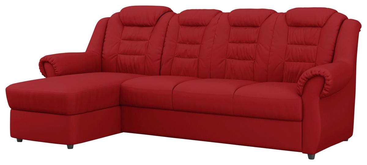 Ecksofa Boston Rot Lederlook - Rot/Schwarz, KONVENTIONELL, Textil (165/262cm) - Livetastic