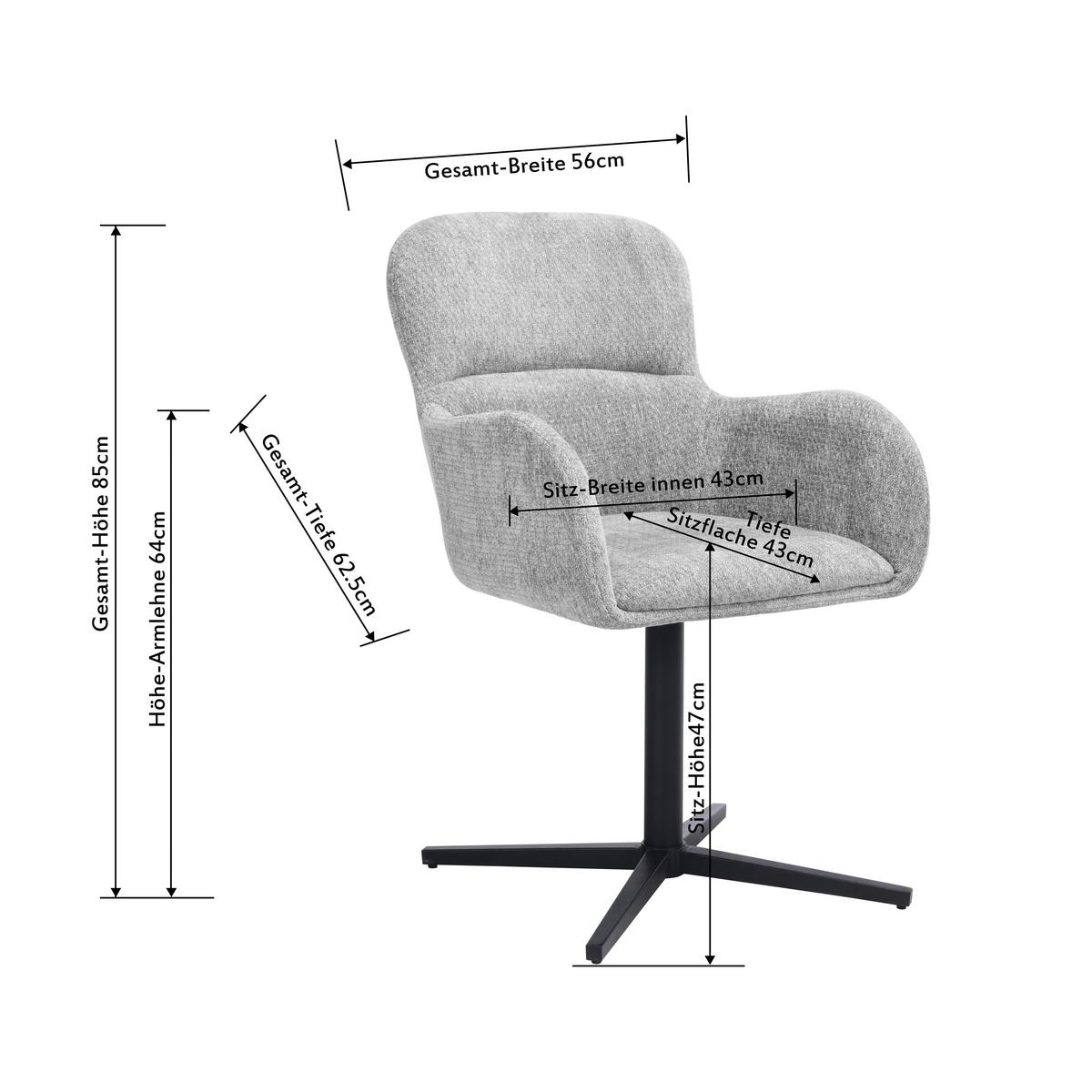 Armlehnstuhl Amber Chenille Beige, B: 56 Cm - Beige/Schwarz, MODERN, Holz/Textil (57/85/63cm) - Livetastic