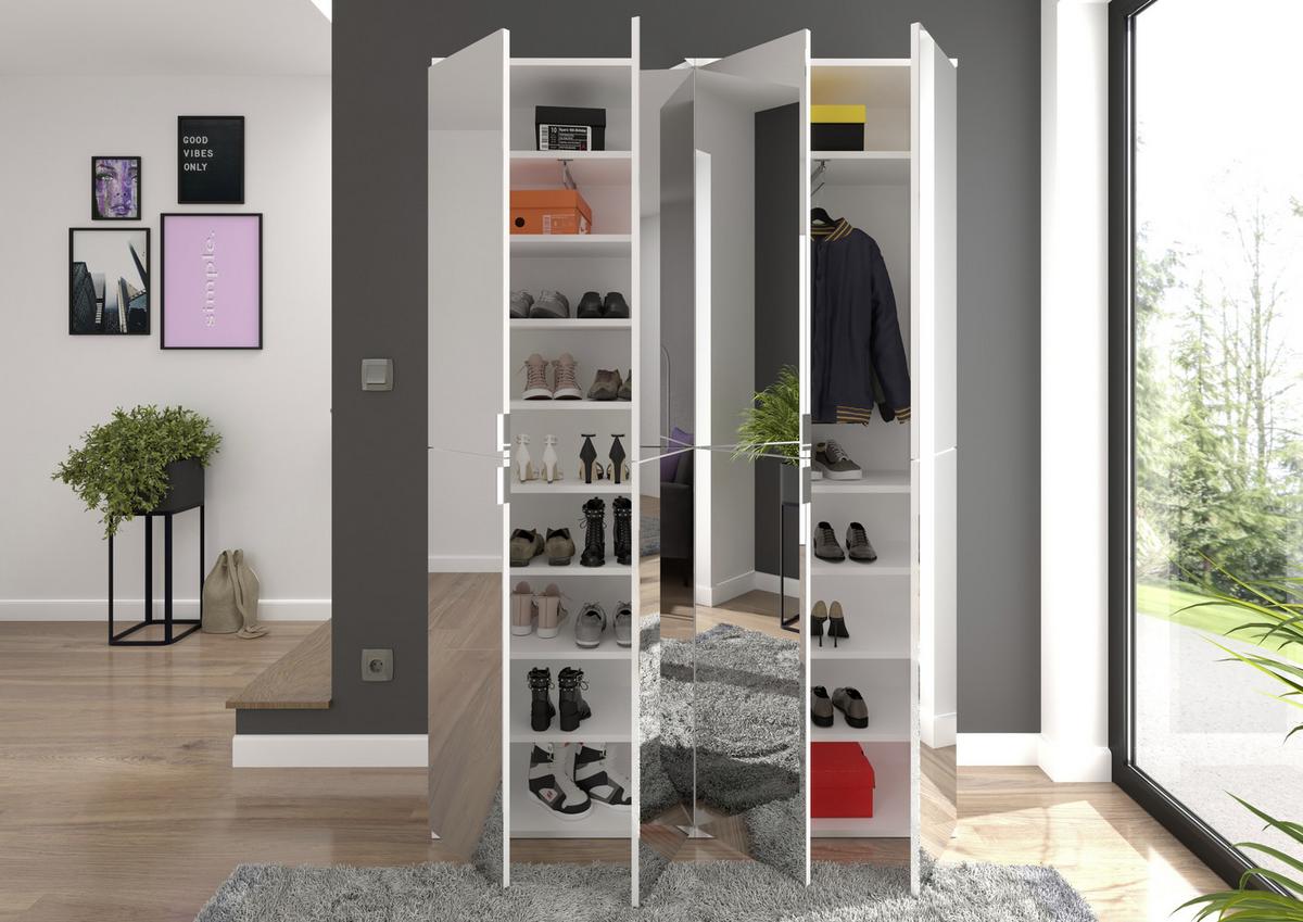 Mehrzweckschrank Projekt X Weiß Dekor Bxhxt 65x193x37 Cm - Schwarz/Weiß, MODERN, Glas/Holzwerkstoff (65/193/37cm) - MID.YOU