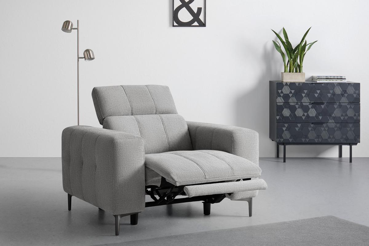 Kreslo ALVARO, sivý zamat, relax.funkcia - sivá/svetlosivá, Modern, kov/drevo (115/79/109cm) - Mömax