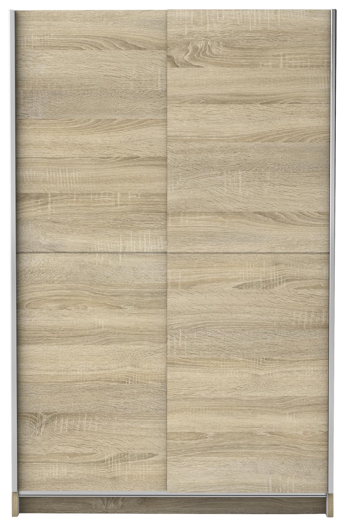 Schwebetürenschrank 125 cm Slim, Sonoma Eiche Dekor - Eichefarben, Basics, Holzwerkstoff (125/195,5/38cm) - P & B